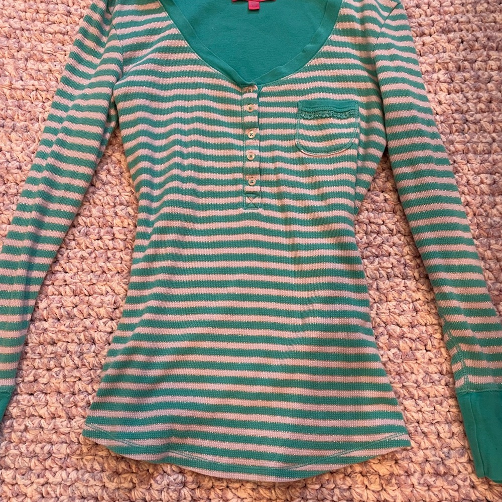 Victoria's Secret teal and baby pink Henley
